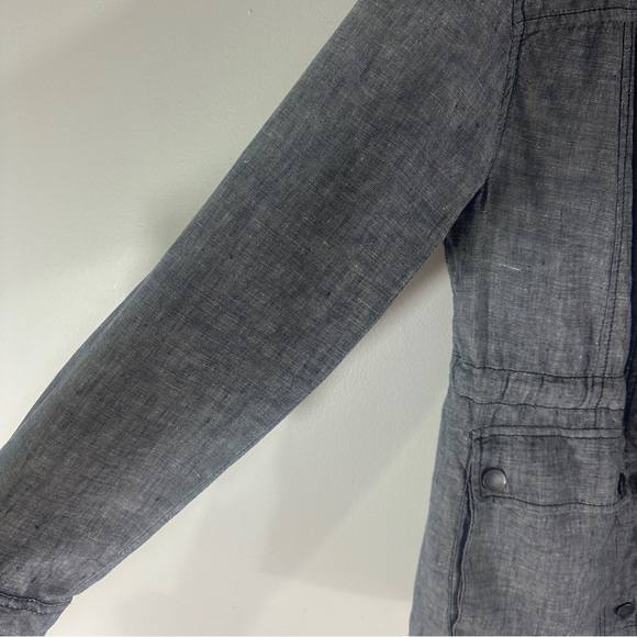 Caslon Women’s Cinch Waist Linen Utility Jacket Heather Black Small Petite - Picture 8 of 10